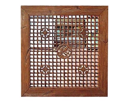 An Unusual Large Wooden Latticework Panel